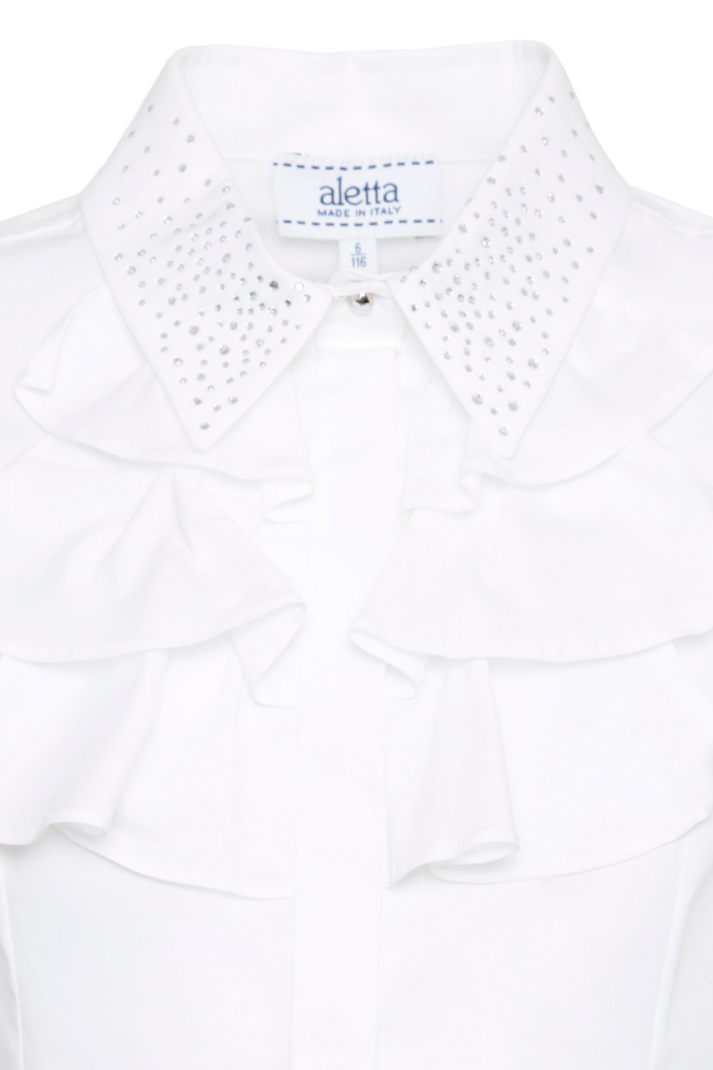 Aletta School Рубашка с жабо и стразами на воротничке