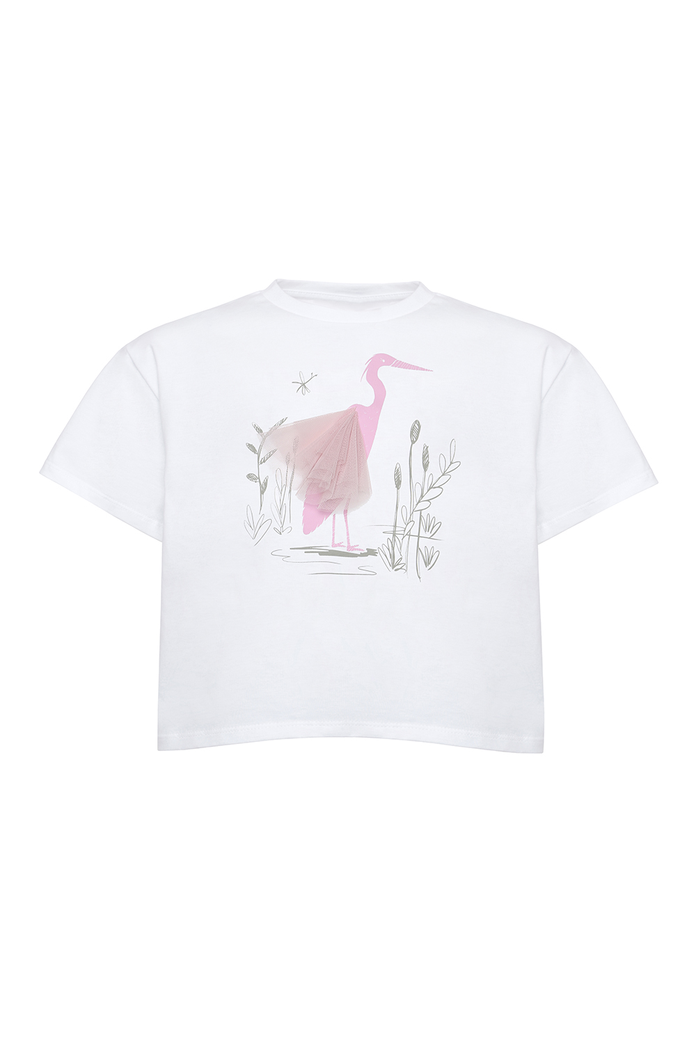 Белая футболка с рисунком Фламинго