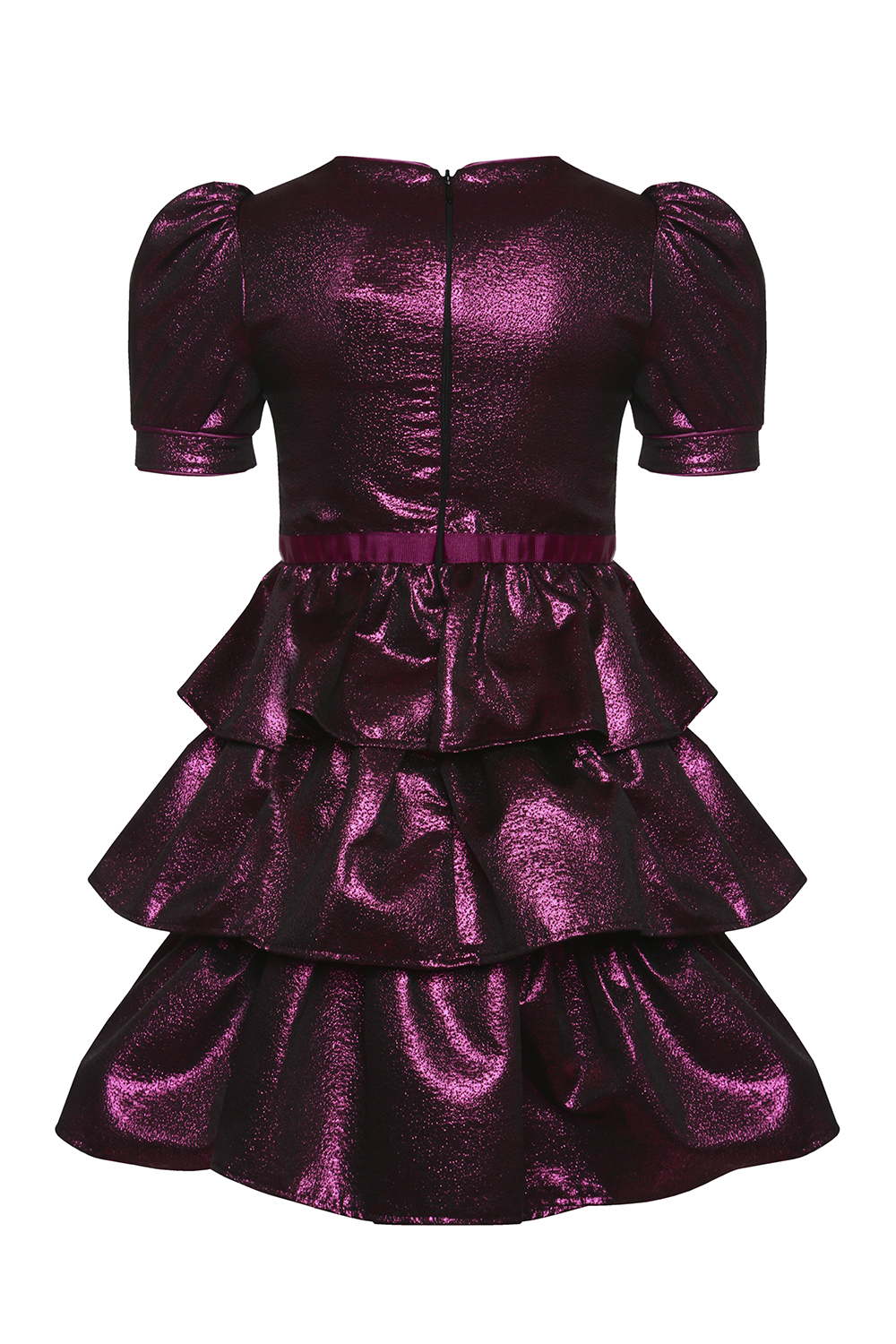 Фиолетовое платье с воланами