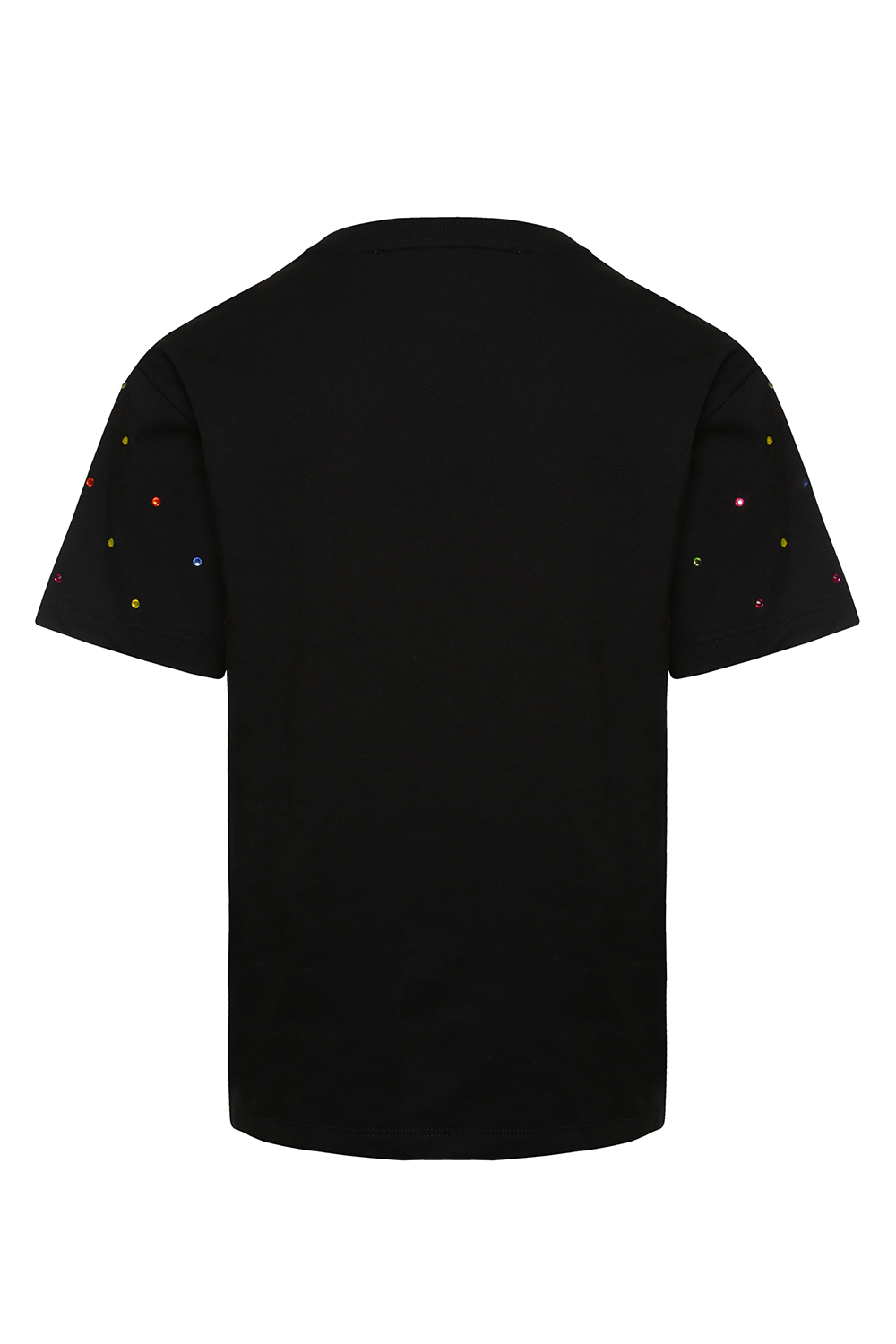 Черная футболка с разноцветными стразами