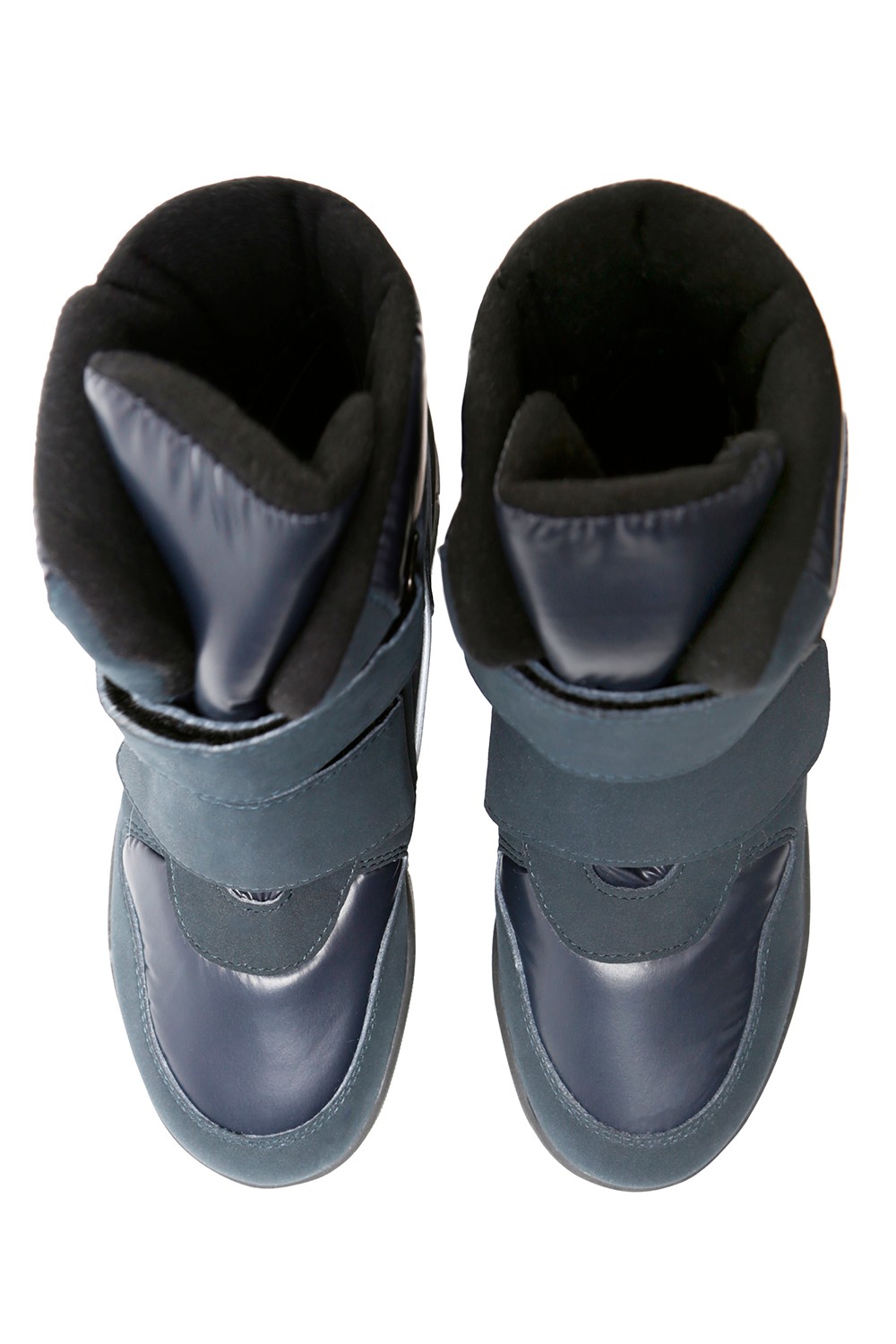 Комбинированные утепленные ботинки на липучках
