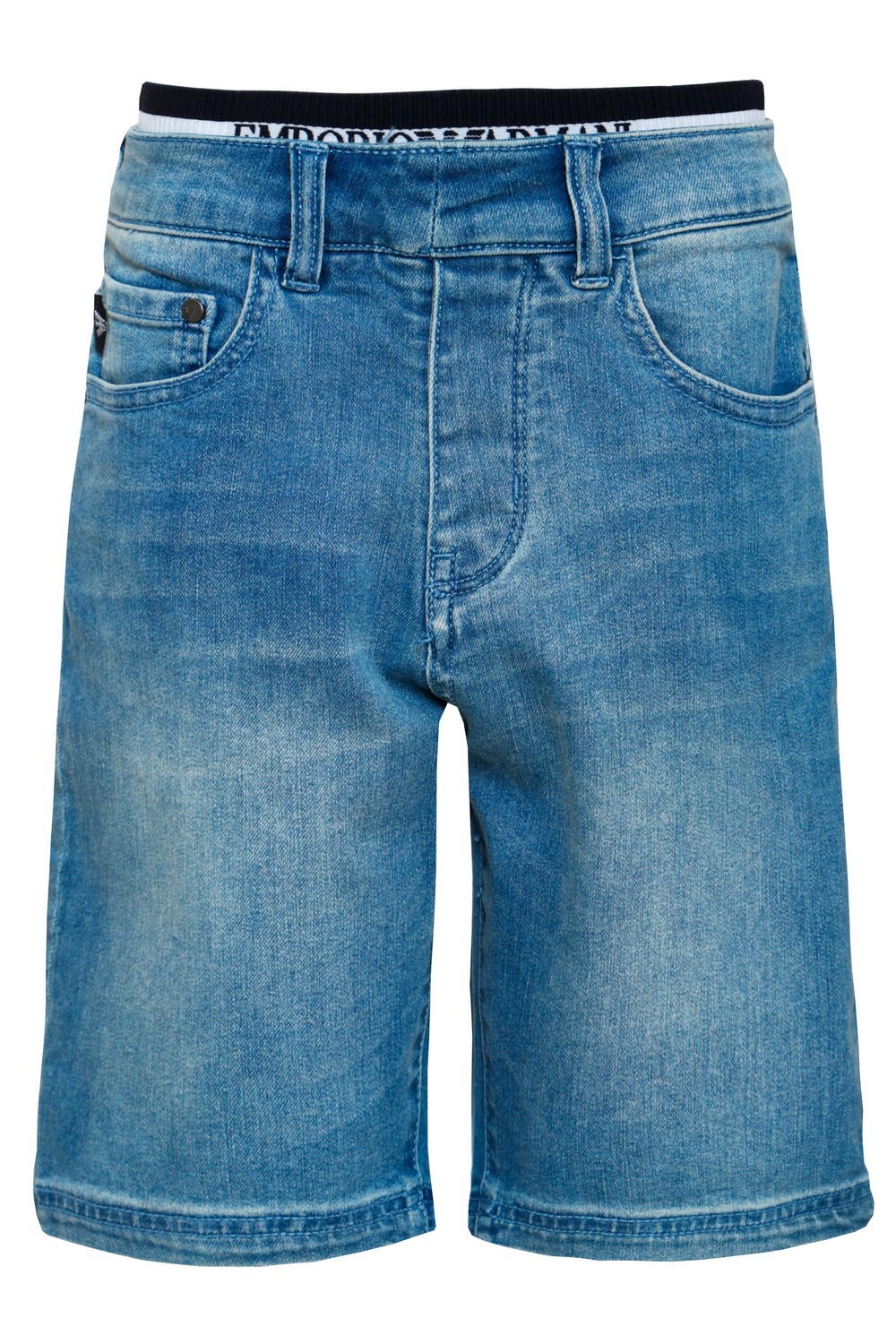 Armani Junior Джинсовые шорты с принтованной резинкой