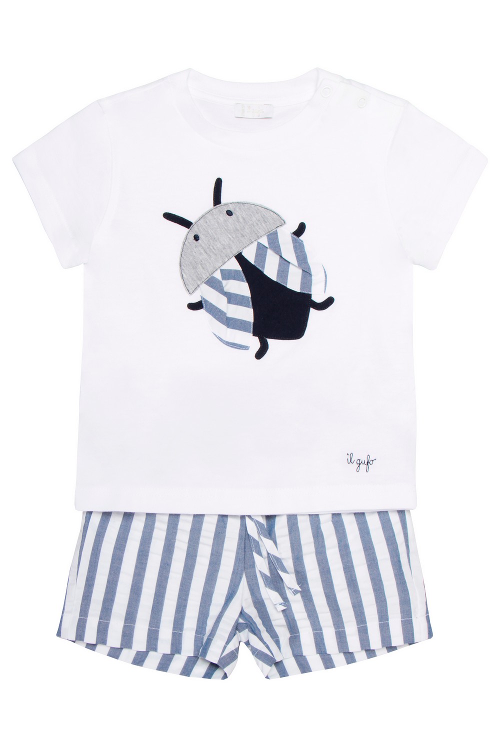IL Gufo Комплект из футболки с рисунком и шорт в полоску